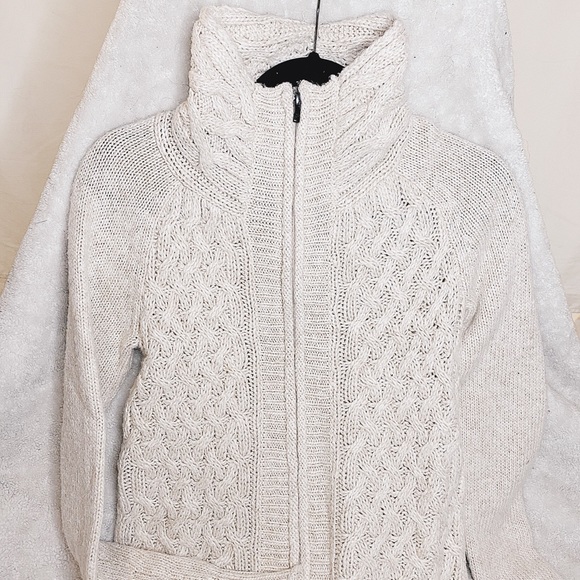 REI Cable Knit Zip Up Cream Sweater - Picture 2 of 5